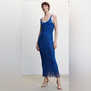 NWT metallic fringe midi dress